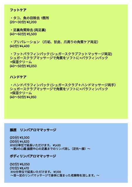 巻き爪＆癒やしの隠れ家サロン MAX メニュー